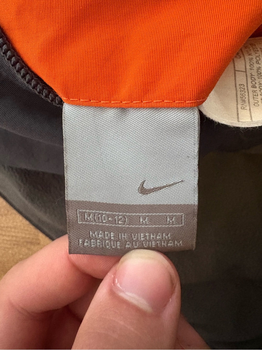 Vintage Nike Reversible Fleece Jacket Big Swoosh Spellout Orange Navy Y2K Youth - Picture 15 of 16